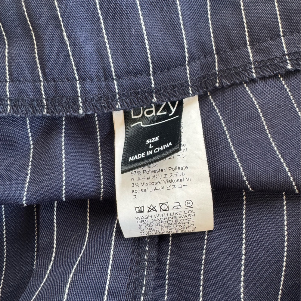 Pinstripe Wide Leg Trousers in Navy - Picture 7 of 8